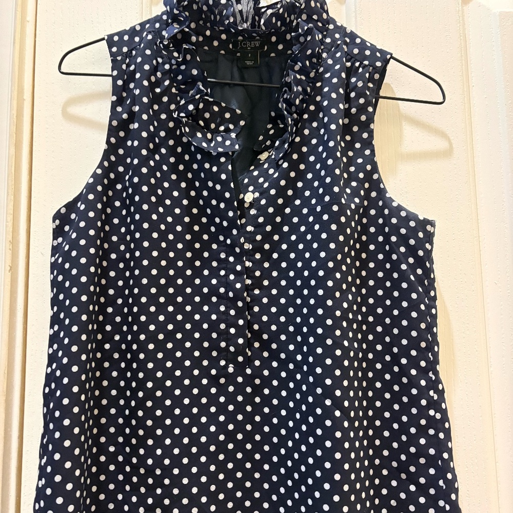JCREW POLKA DOT SLEEVELESS BLOUSE